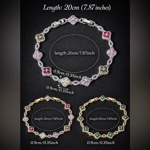 Iconic Clover Motif Gold Bracelet – Multicolor Zircon, Elegant Everyday Luxe